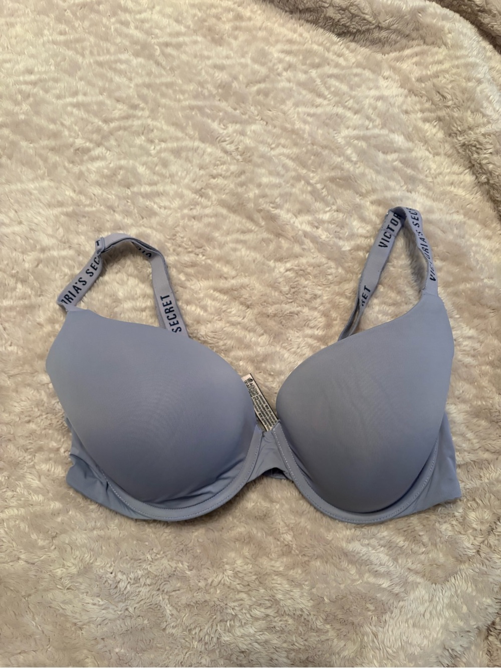 Victoria's Secret Light Blue Padded T-Shirt Bra with Logo Straps